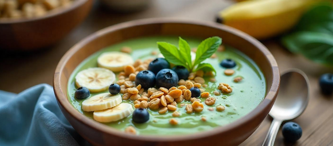 Smoothie bowl s banánem a špenátem