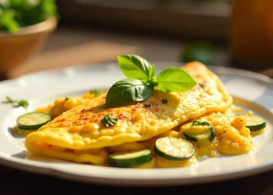 Omeleta s cuketou a bylinkami