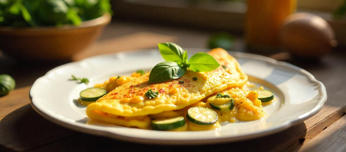 Omeleta s cuketou a bylinkami