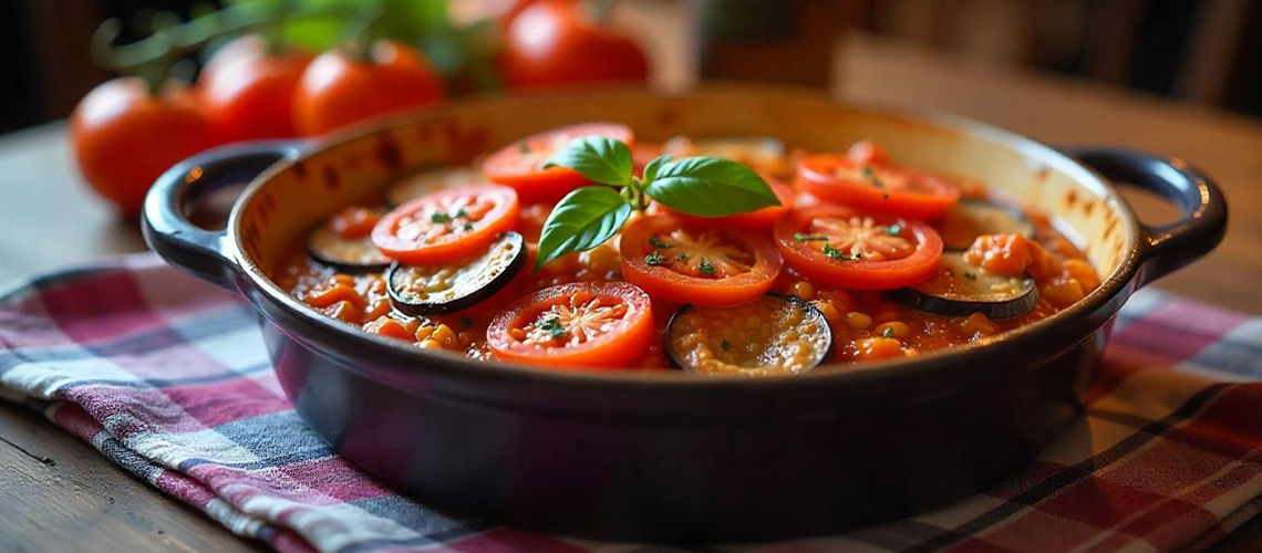 Zapečený lilek s rajčaty