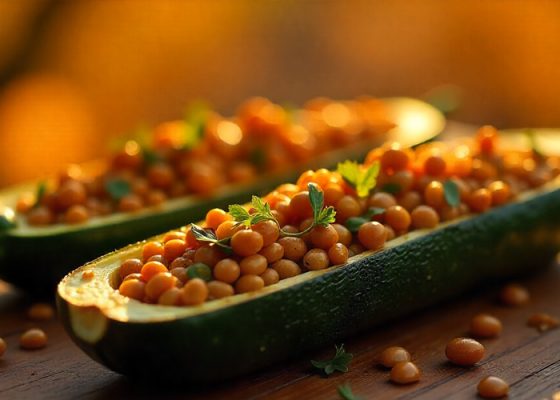 Pečená cuketa plněná čočkou