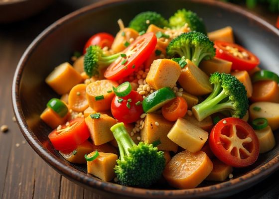 Zeleninový stir-fry s tempehem