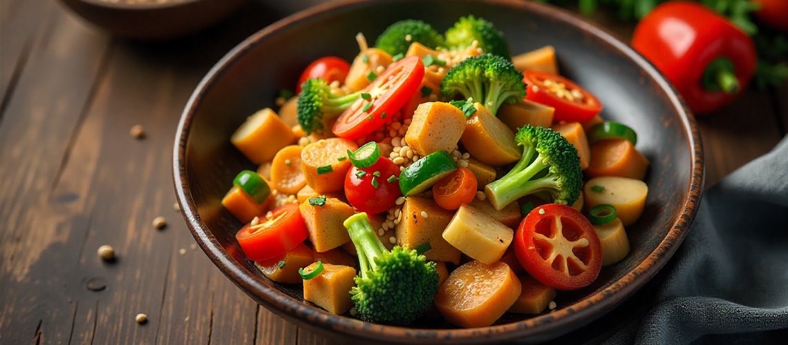 Zeleninový stir-fry s tempehem